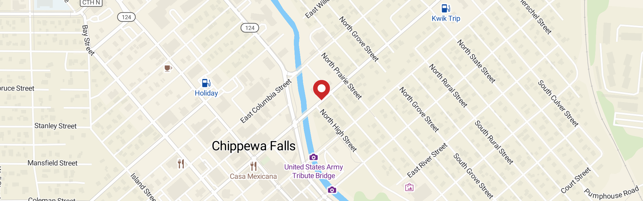 Map of Zion Lutheran Church at 110 E Grand Ave, Chippewa Falls, WI 54729