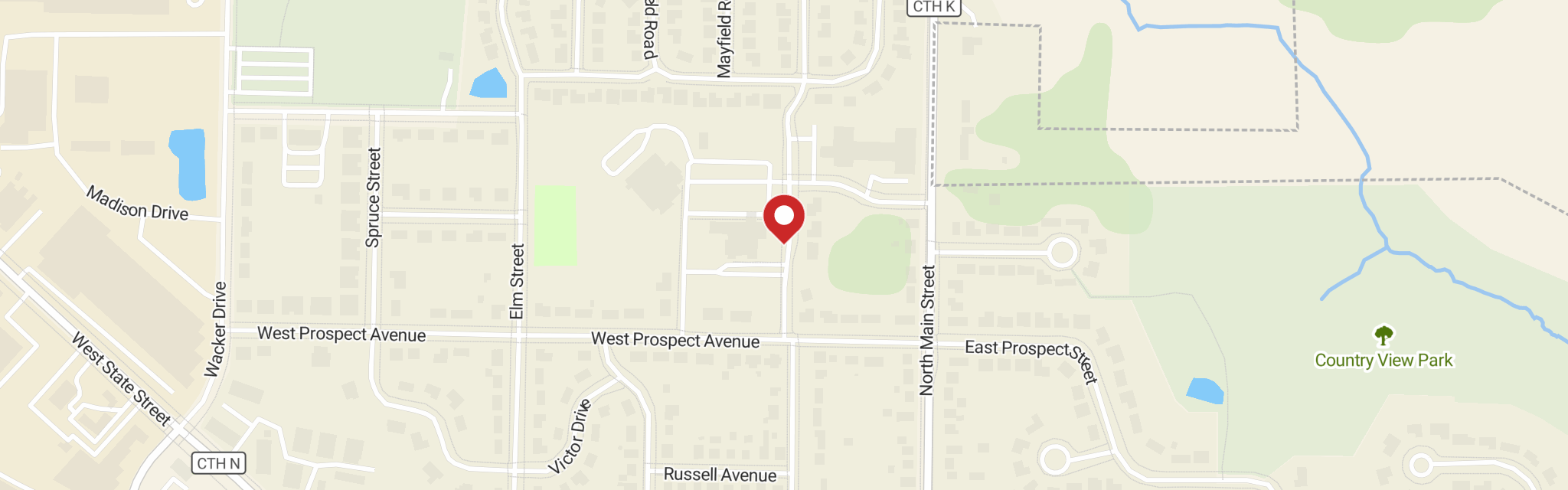 Map of Peace Lutheran Church at 1001 Center St, Hartford, WI 53027