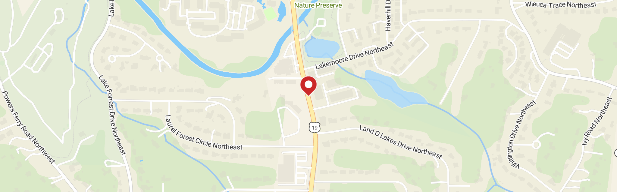 Map of Lutheran Church of the Ascension at 4000 Roswell Rd NE, Atlanta, GA 30342