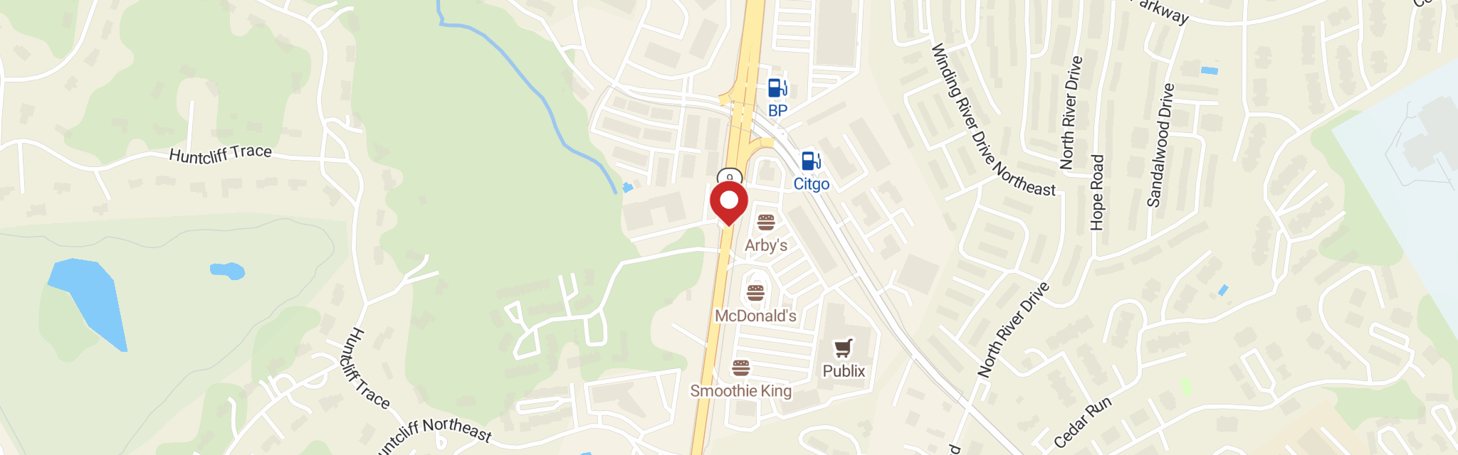 Map of Rivercliff Lutheran Church at 8750 Roswell Rd, Atlanta, GA 30350