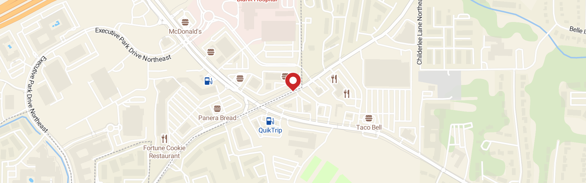 Map of St Matthew Lutheran Church at 2566 Briarcliff Rd NE, Atlanta, GA 30329